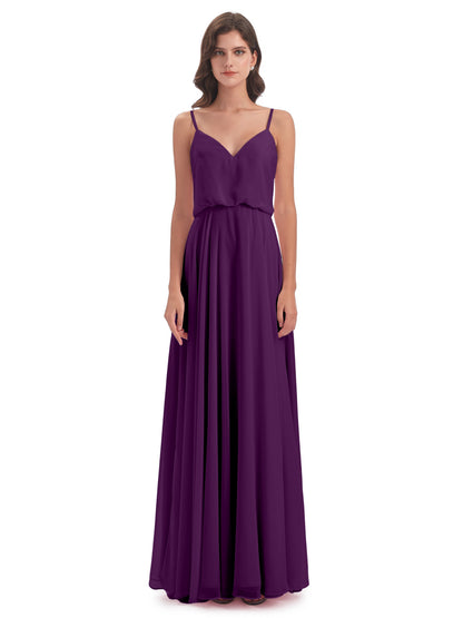 Leah Floor Length Spaghetti Straps Chiffon Bridesmaid Dresses