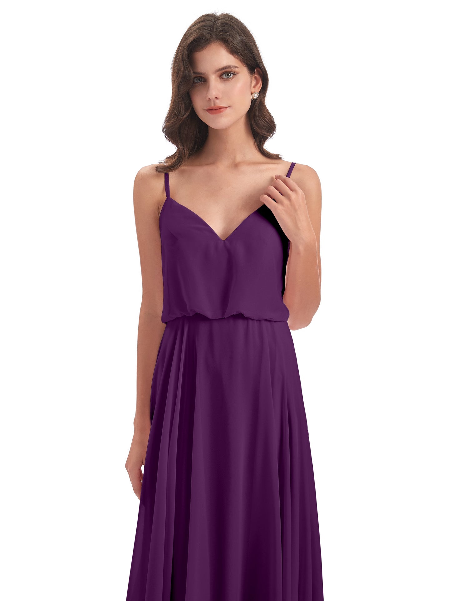 Leah Floor Length Spaghetti Straps Chiffon Bridesmaid Dresses