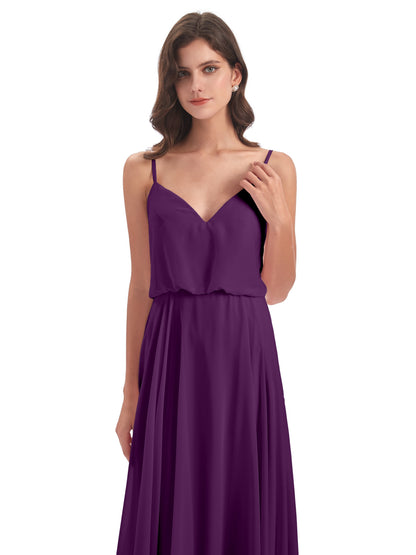 Leah Floor Length Spaghetti Straps Chiffon Bridesmaid Dresses