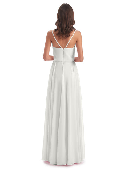 Leah Floor Length Spaghetti Straps Chiffon Bridesmaid Dresses