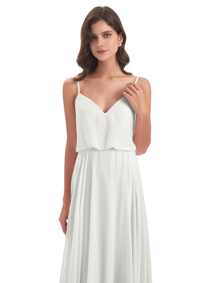 Leah Floor Length Spaghetti Straps Chiffon Bridesmaid Dresses