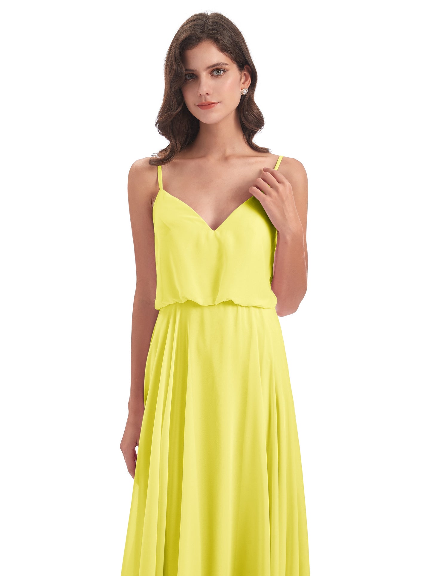 Leah Floor Length Spaghetti Straps Chiffon Bridesmaid Dresses