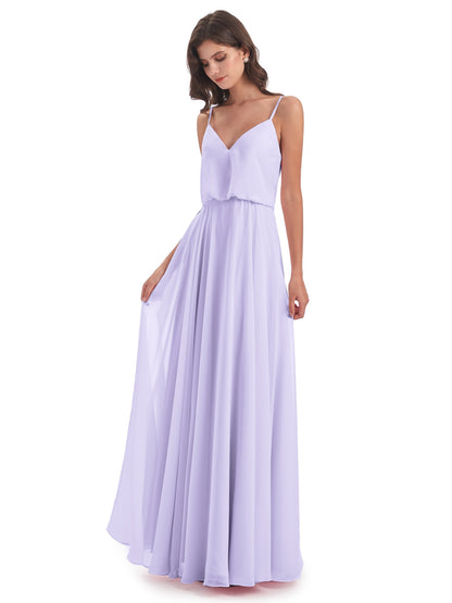 Leah Floor Length Spaghetti Straps Chiffon Bridesmaid Dresses