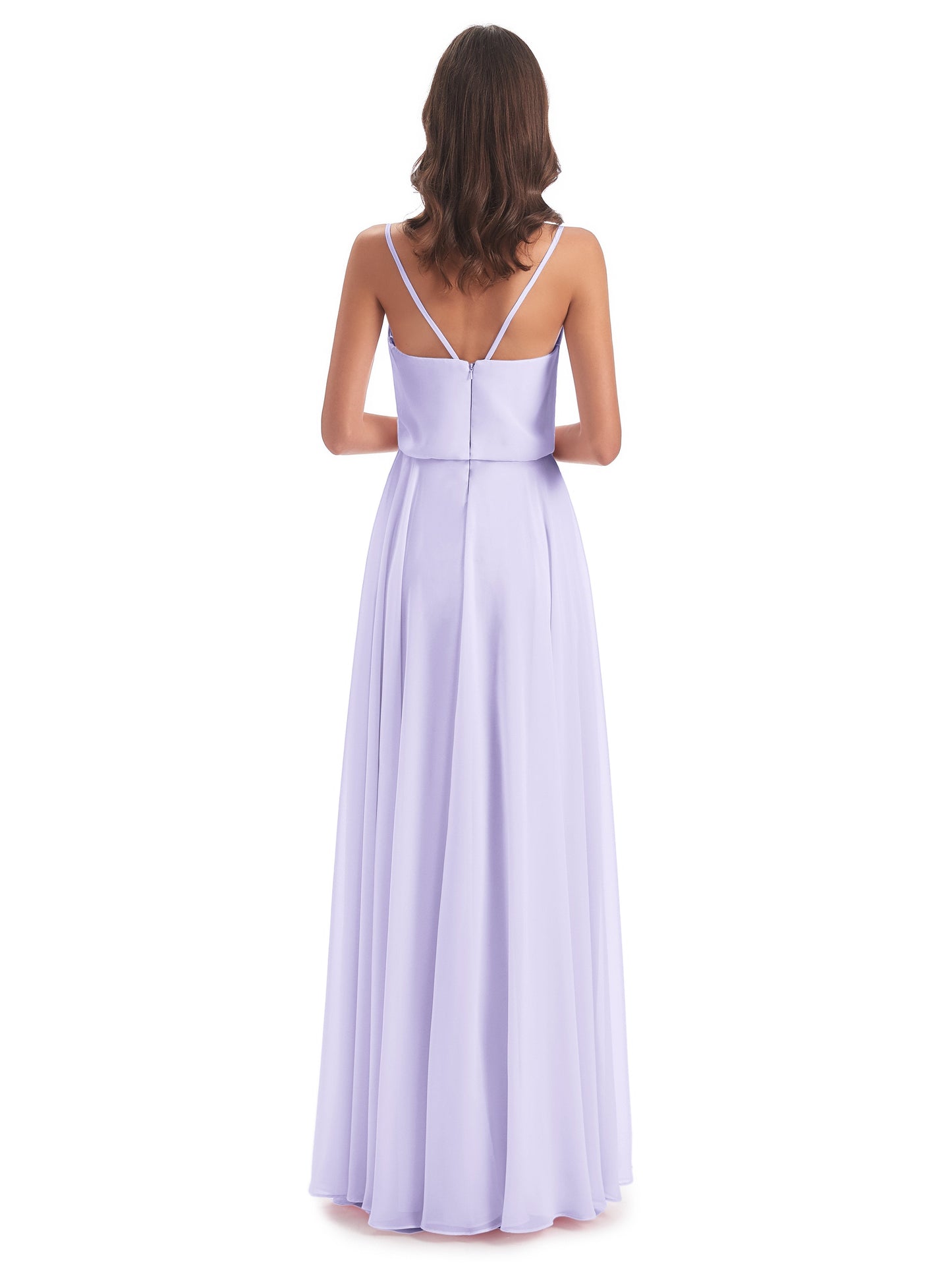 Leah Floor Length Spaghetti Straps Chiffon Bridesmaid Dresses