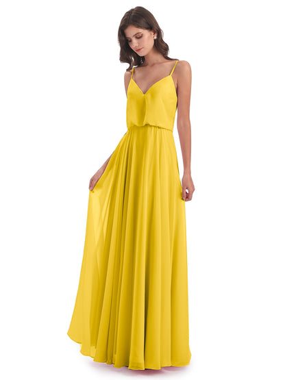 Leah Floor Length Spaghetti Straps Chiffon Bridesmaid Dresses