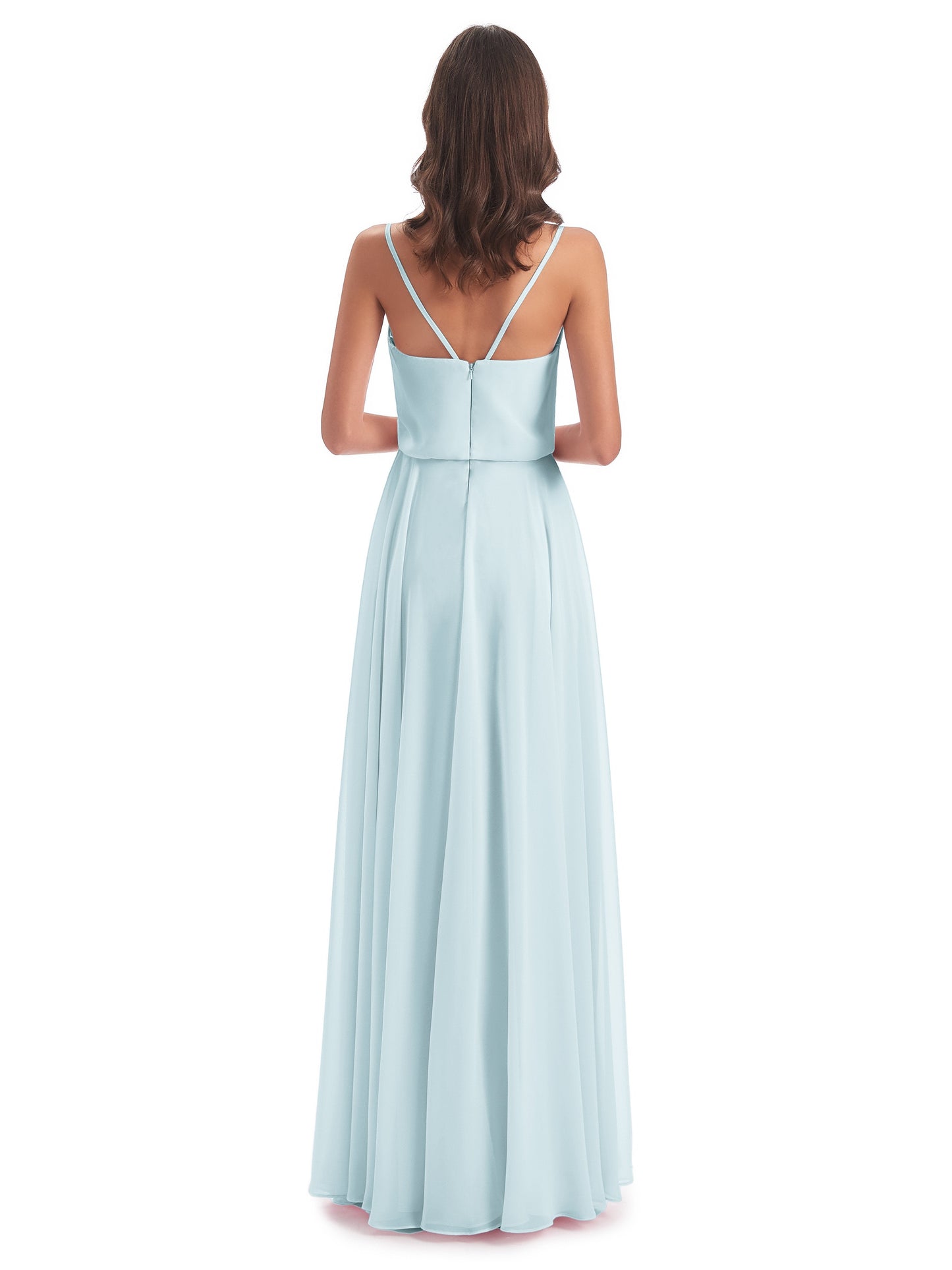 Leah Floor Length Spaghetti Straps Chiffon Bridesmaid Dresses