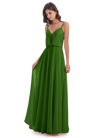 Leah Floor Length Spaghetti Straps Chiffon Bridesmaid Dresses