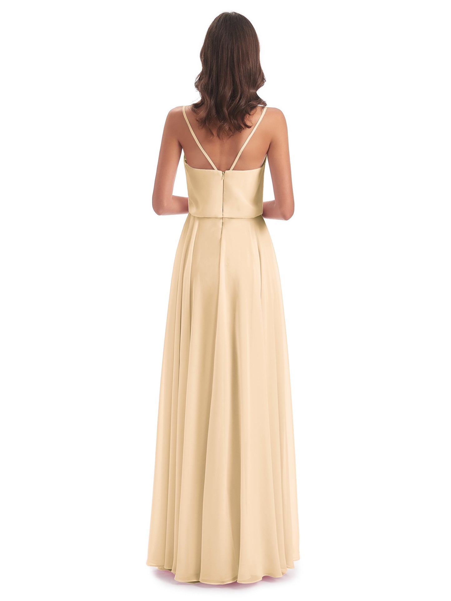 Leah Floor Length Spaghetti Straps Chiffon Bridesmaid Dresses