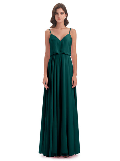 Leah Floor Length Spaghetti Straps Chiffon Bridesmaid Dresses