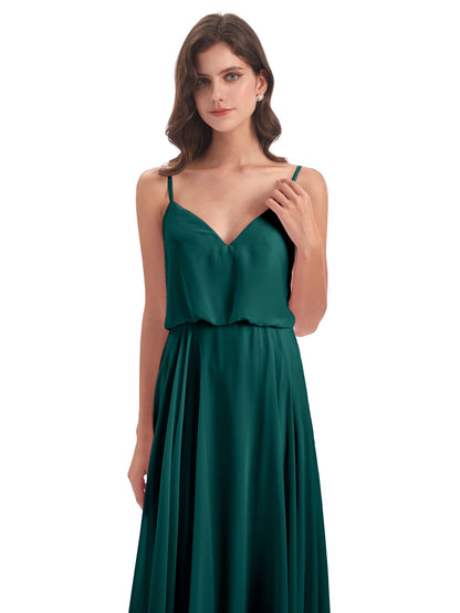 Leah Floor Length Spaghetti Straps Chiffon Bridesmaid Dresses
