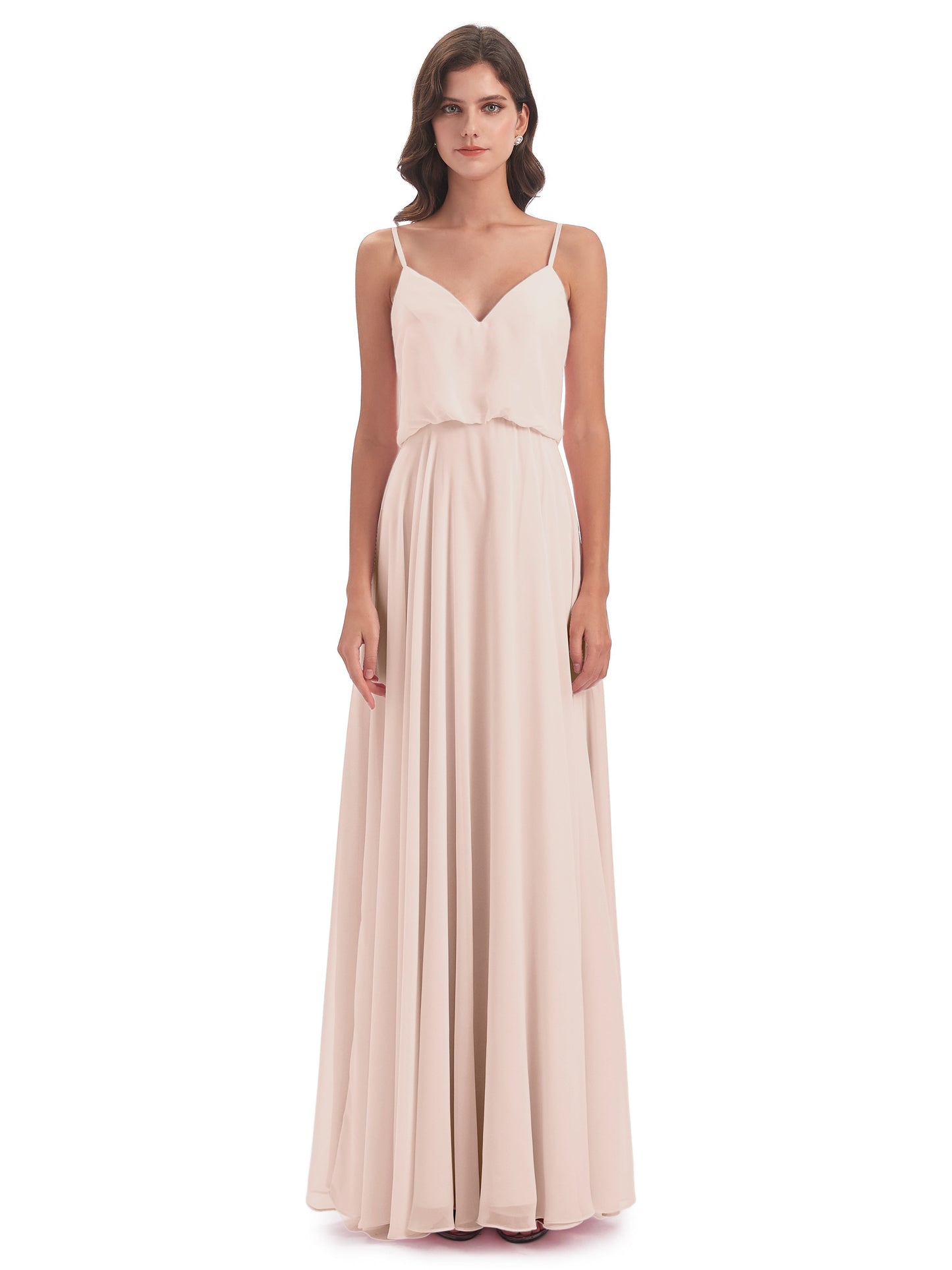 Leah Floor Length Spaghetti Straps Chiffon Bridesmaid Dresses