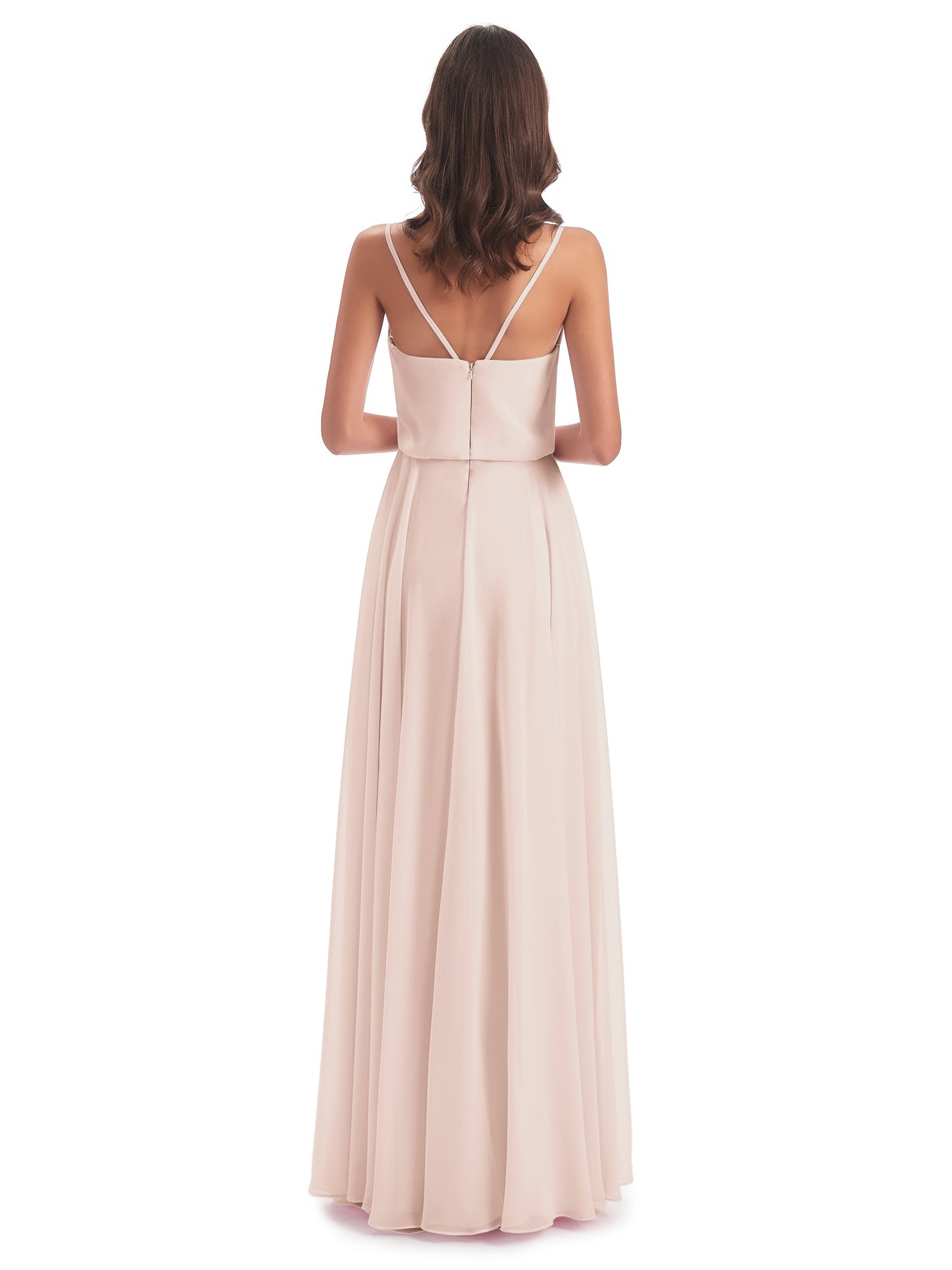 Leah Floor Length Spaghetti Straps Chiffon Bridesmaid Dresses