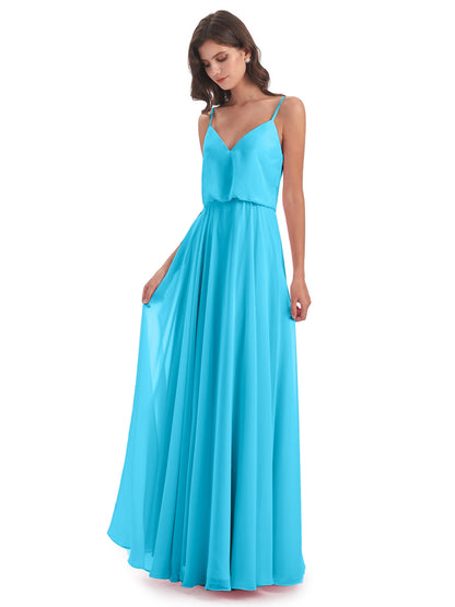 Leah Floor Length Spaghetti Straps Chiffon Bridesmaid Dresses