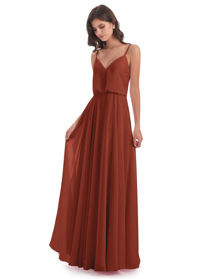 Leah Floor Length Spaghetti Straps Chiffon Bridesmaid Dresses
