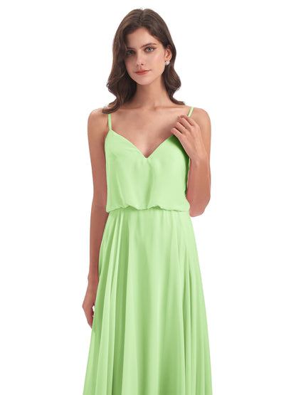Leah Floor Length Spaghetti Straps Chiffon Bridesmaid Dresses