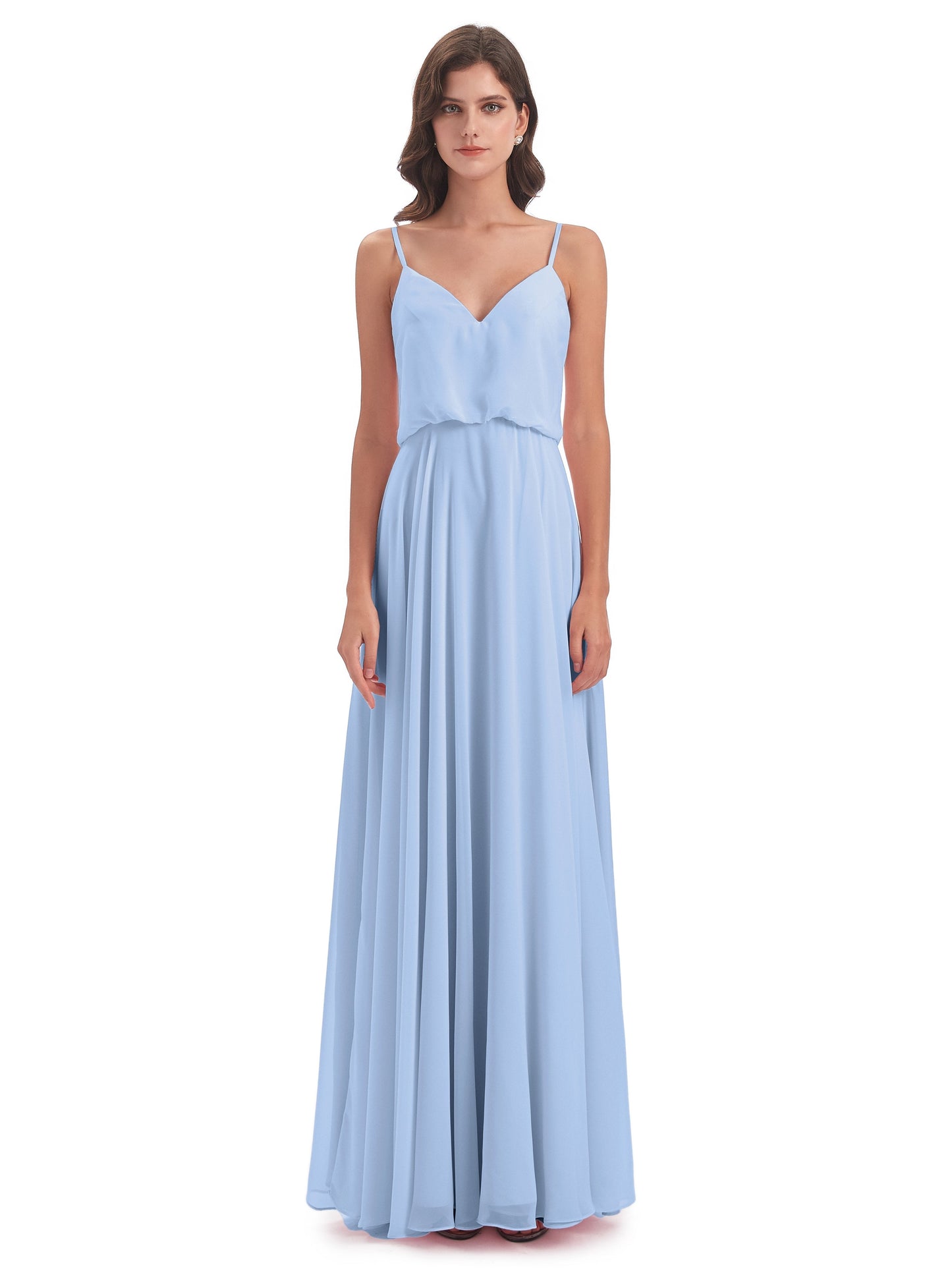 Leah Floor Length Spaghetti Straps Chiffon Bridesmaid Dresses