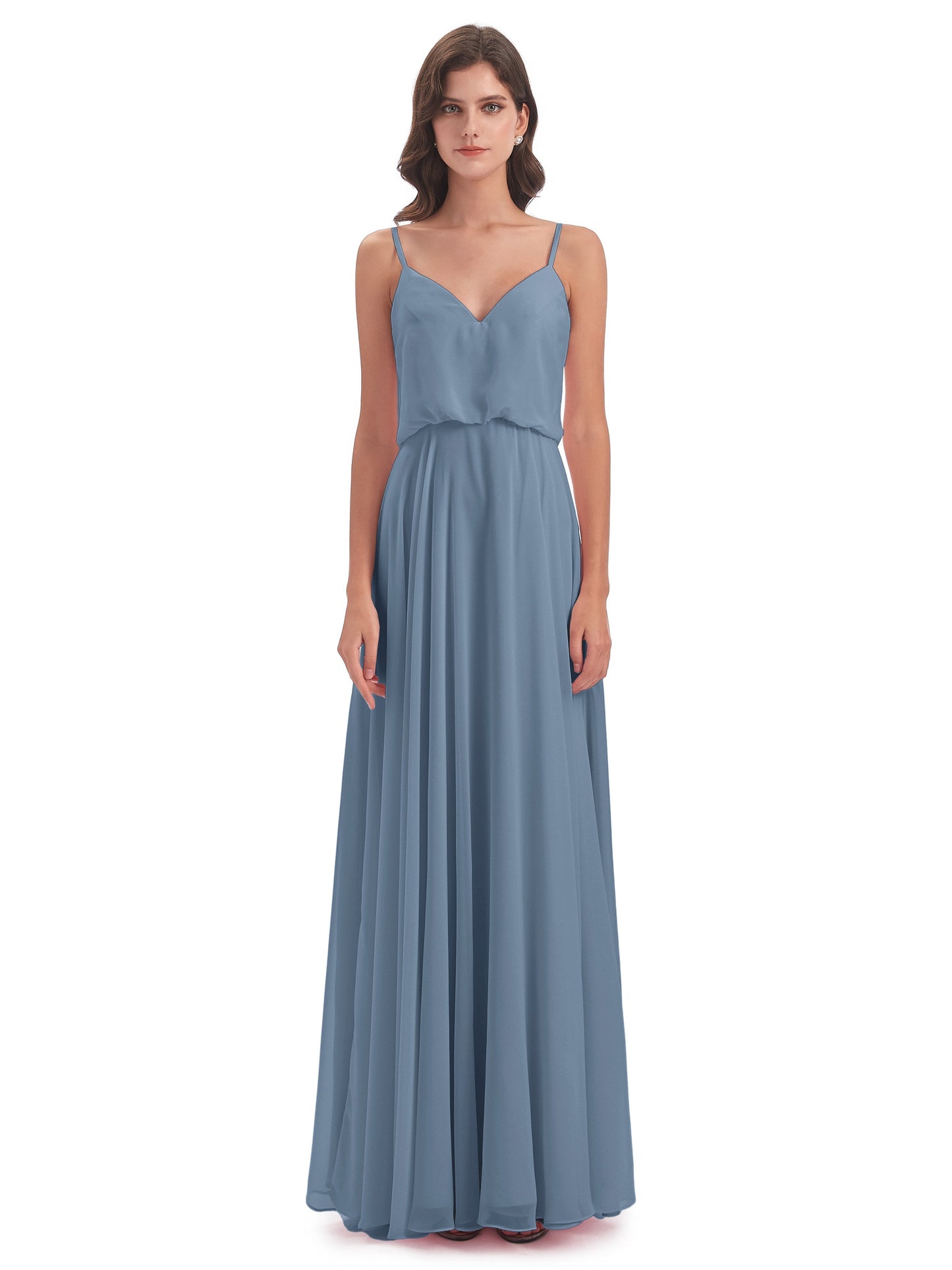 Leah Floor Length Spaghetti Straps Chiffon Bridesmaid Dresses