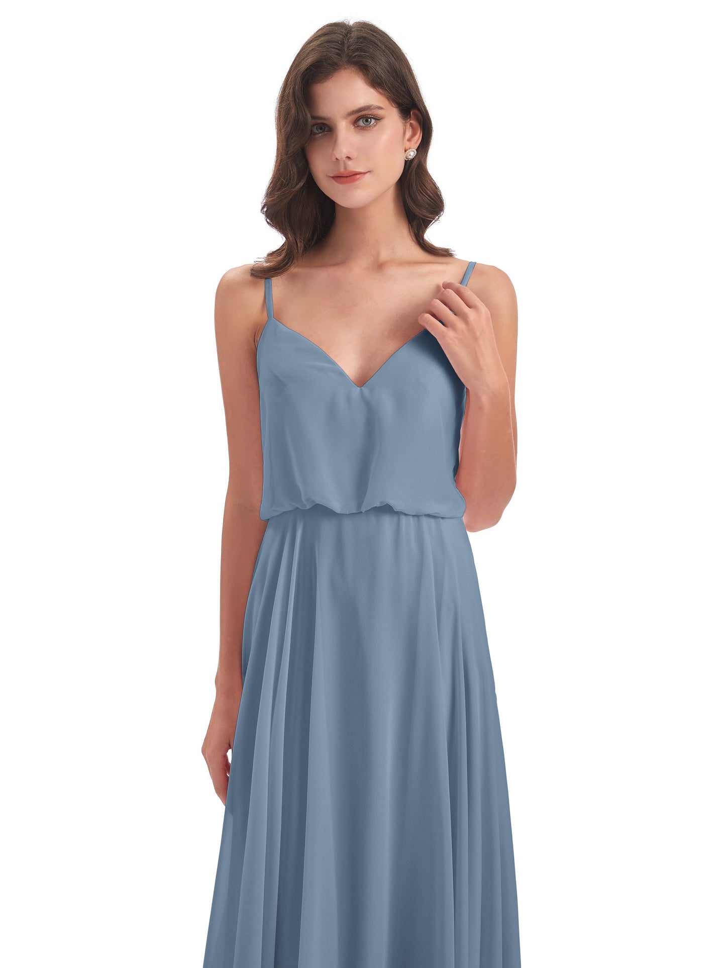 Leah Floor Length Spaghetti Straps Chiffon Bridesmaid Dresses