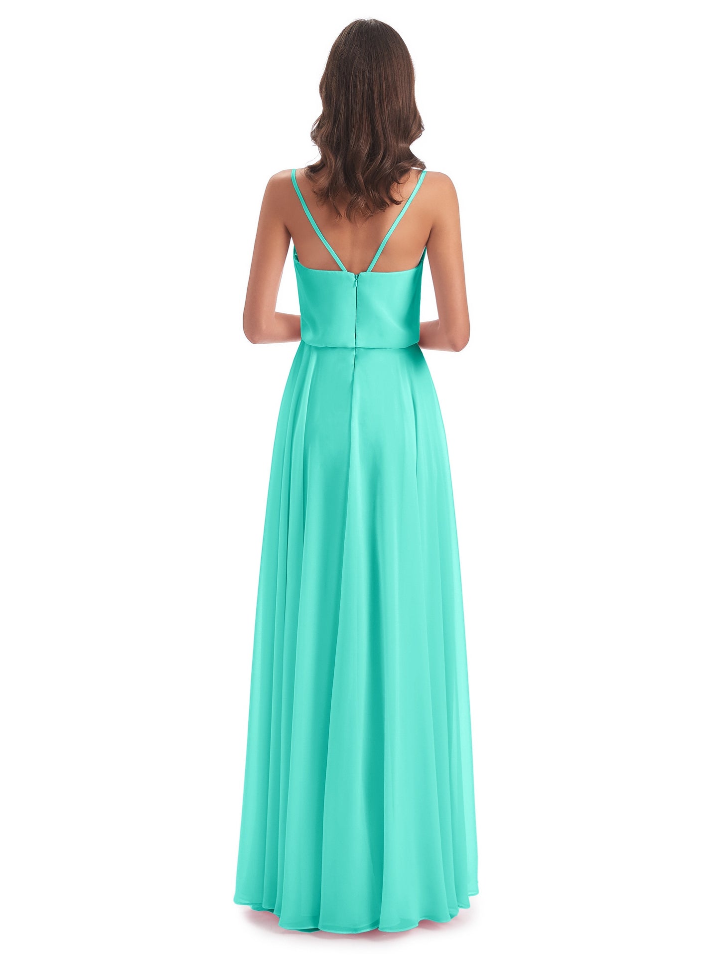Leah Floor Length Spaghetti Straps Chiffon Bridesmaid Dresses