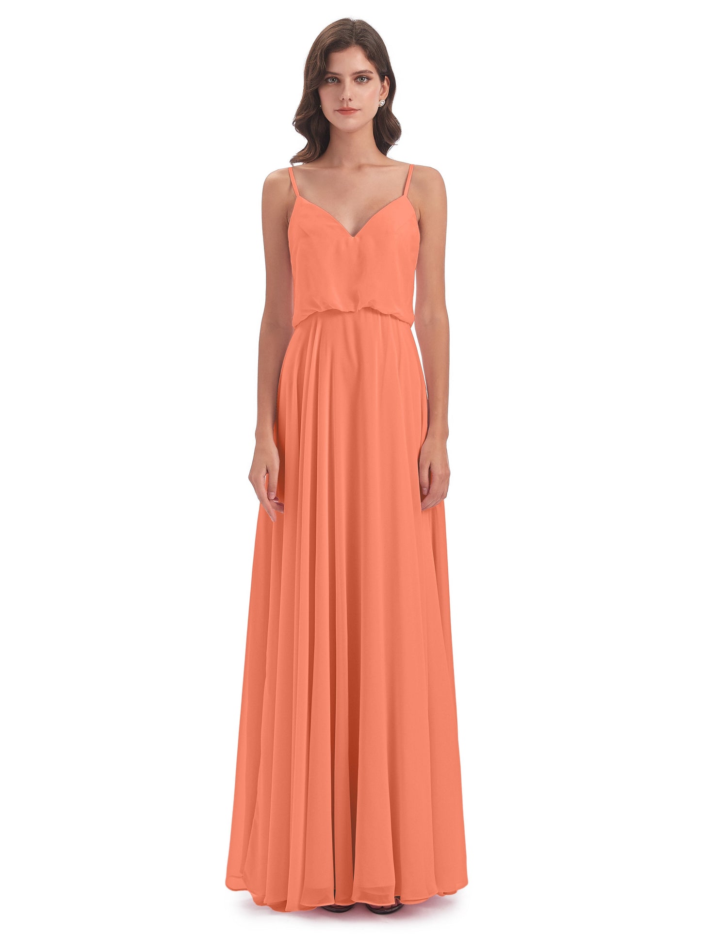 Leah Floor Length Spaghetti Straps Chiffon Bridesmaid Dresses