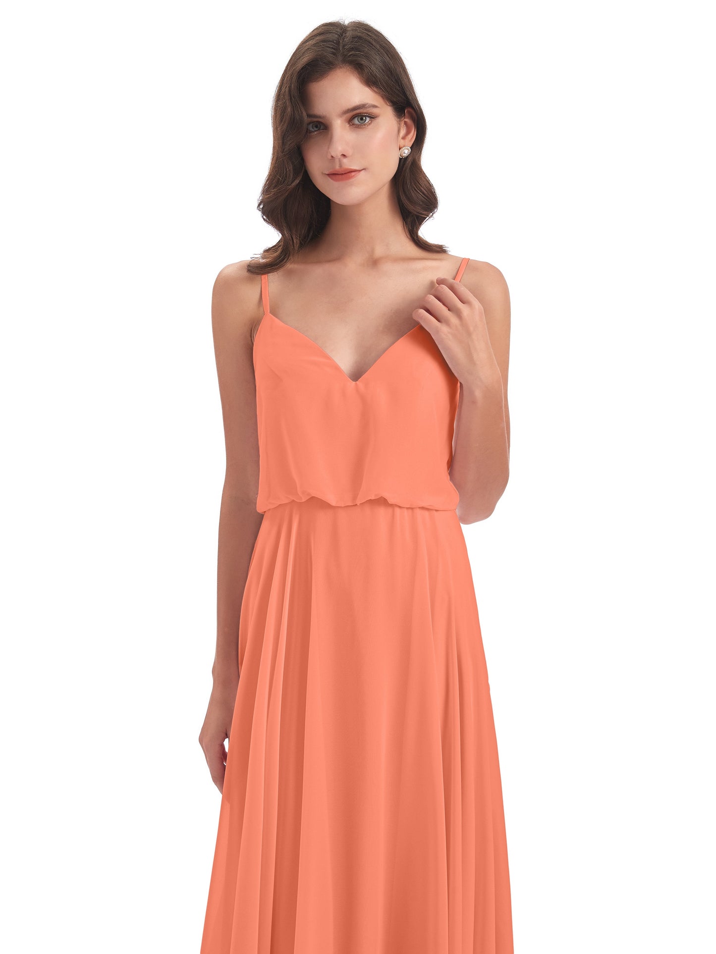 Leah Floor Length Spaghetti Straps Chiffon Bridesmaid Dresses
