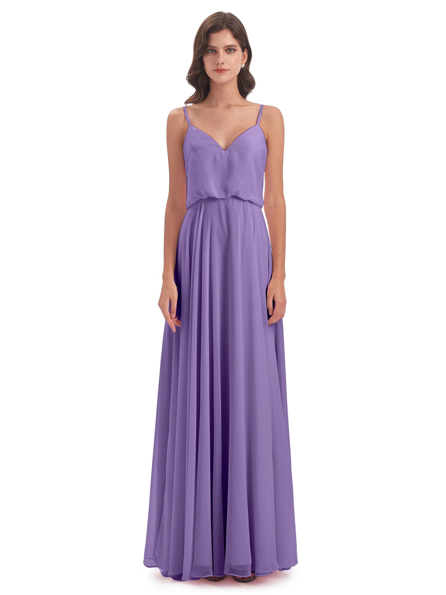 Leah Floor Length Spaghetti Straps Chiffon Bridesmaid Dresses
