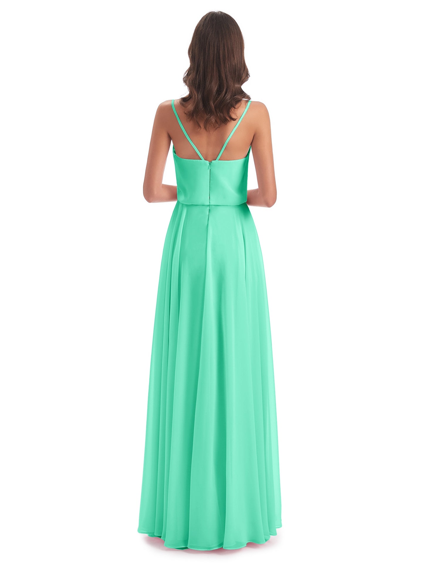 Leah Floor Length Spaghetti Straps Chiffon Bridesmaid Dresses