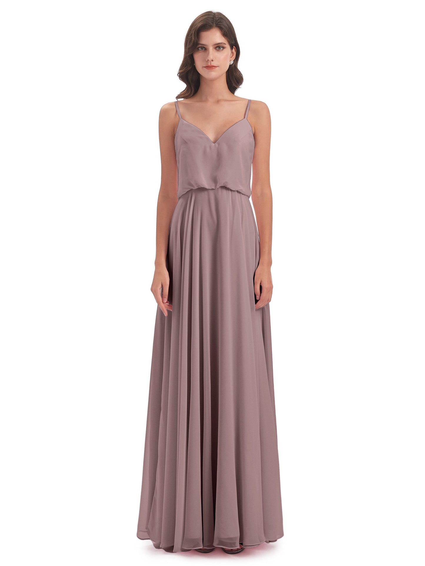 Leah Floor Length Spaghetti Straps Chiffon Bridesmaid Dresses
