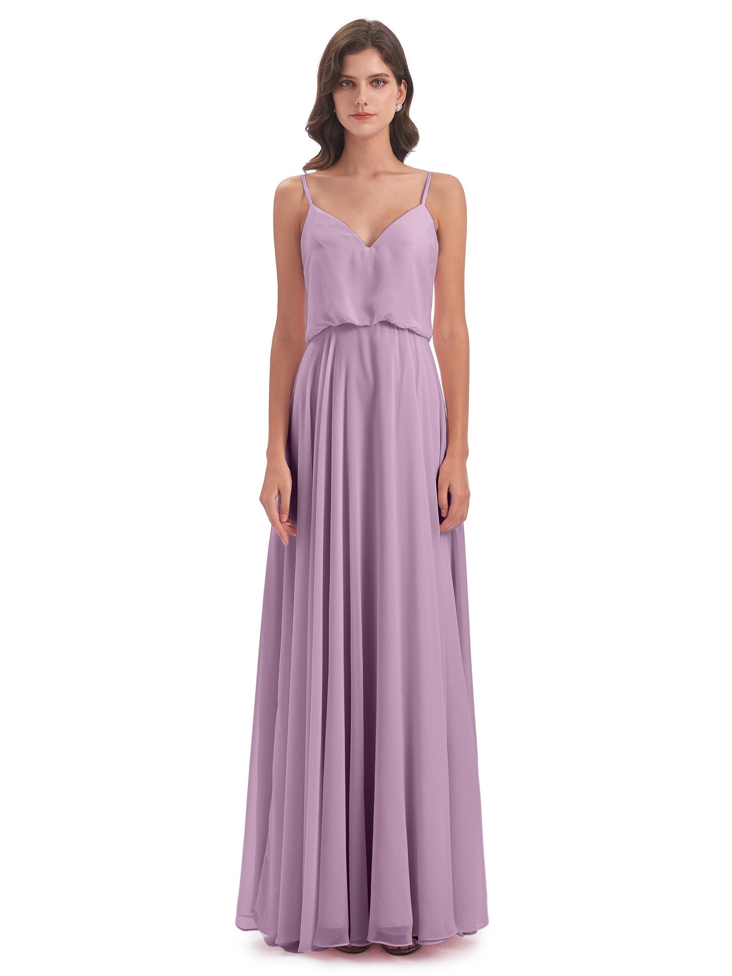 Leah Floor Length Spaghetti Straps Chiffon Bridesmaid Dresses