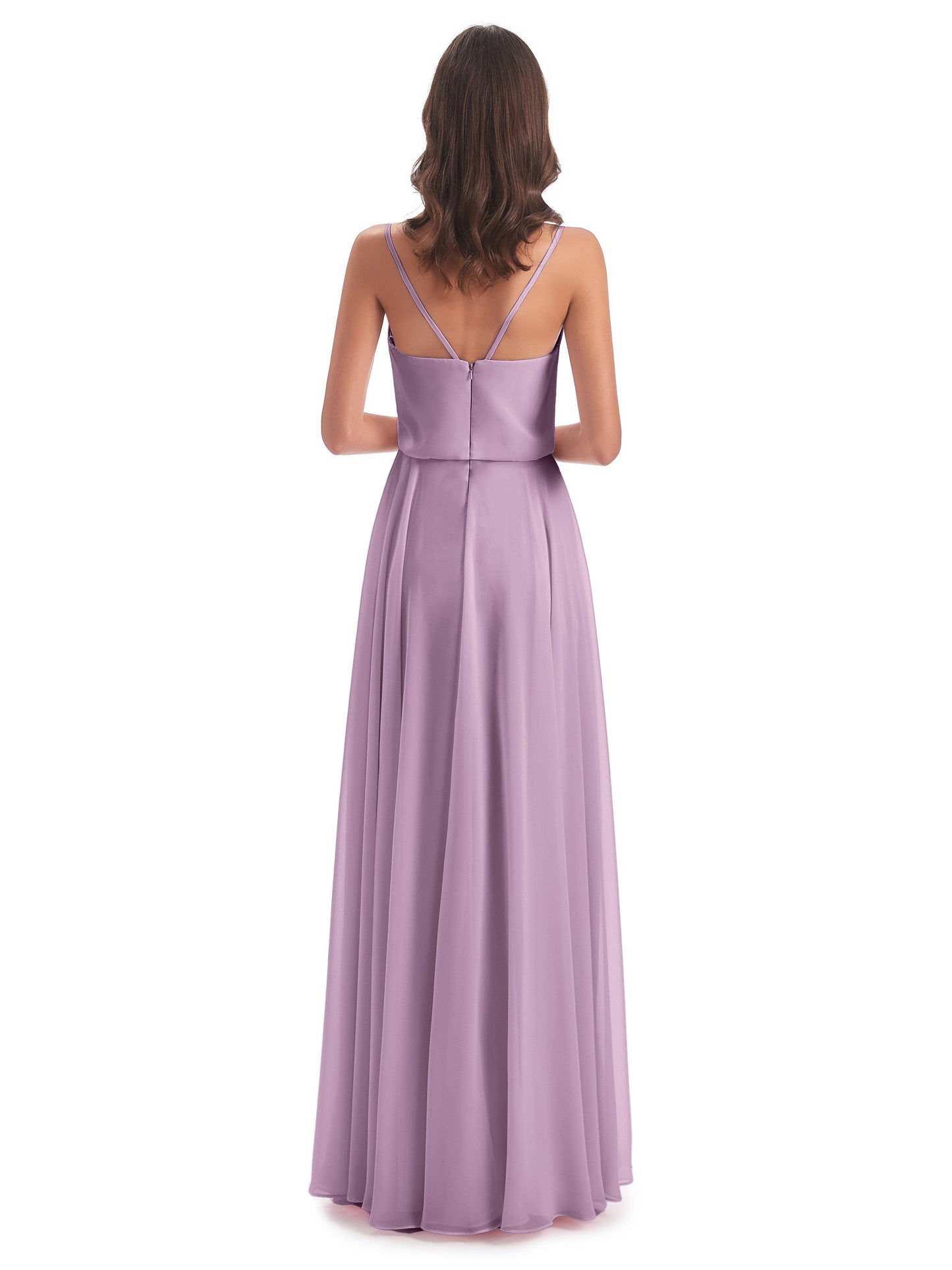 Leah Floor Length Spaghetti Straps Chiffon Bridesmaid Dresses