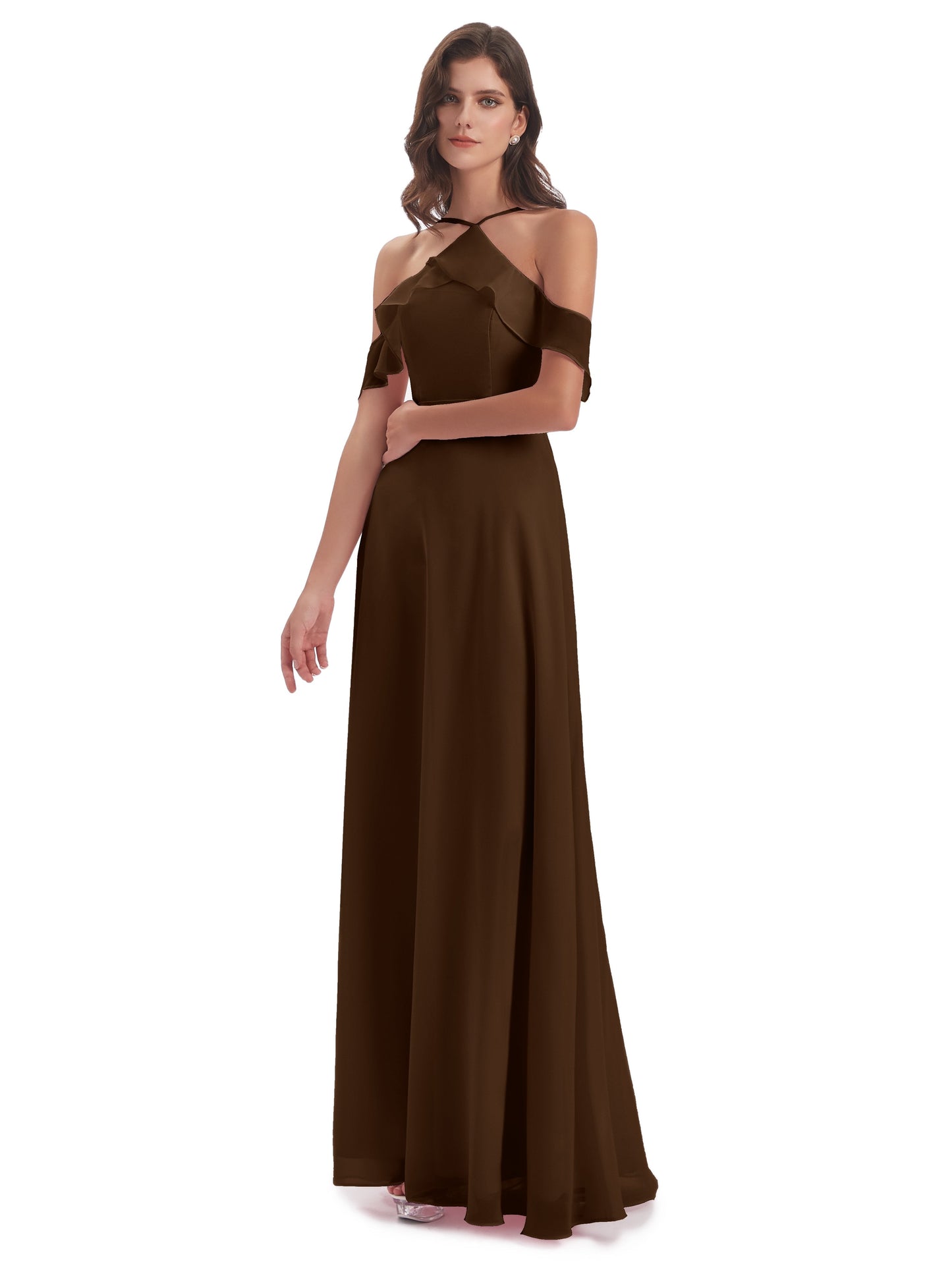 Lillian Sheath Off The Shoulder Chiffon Long Bridesmaid Dresses