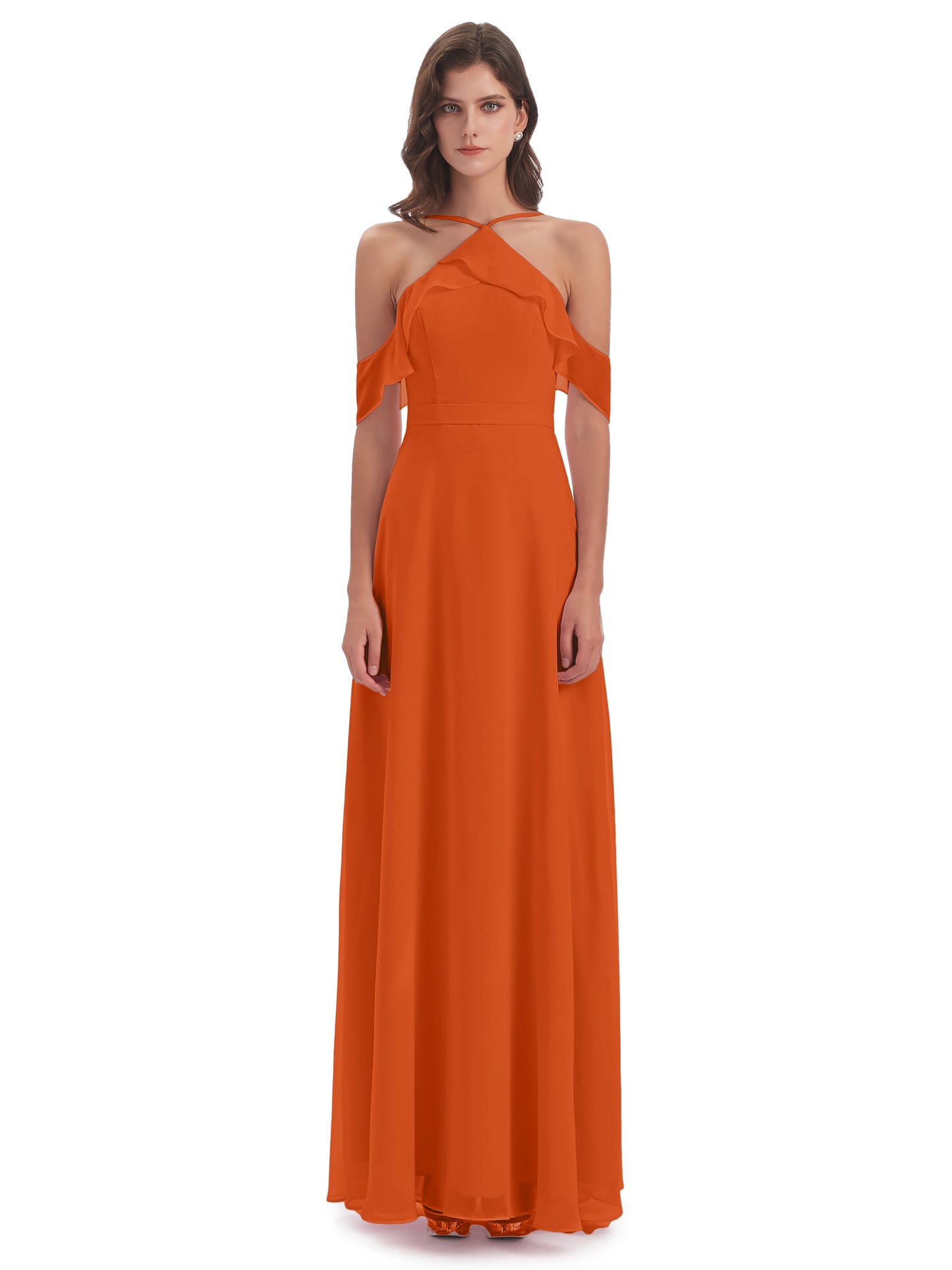 Lillian Sheath Off The Shoulder Chiffon Long Bridesmaid Dresses