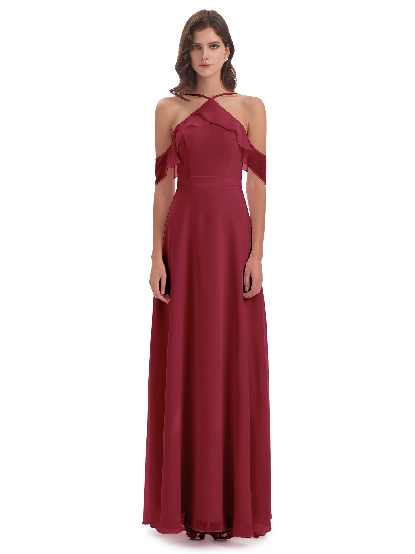 Lillian Sheath Off The Shoulder Chiffon Long Bridesmaid Dresses