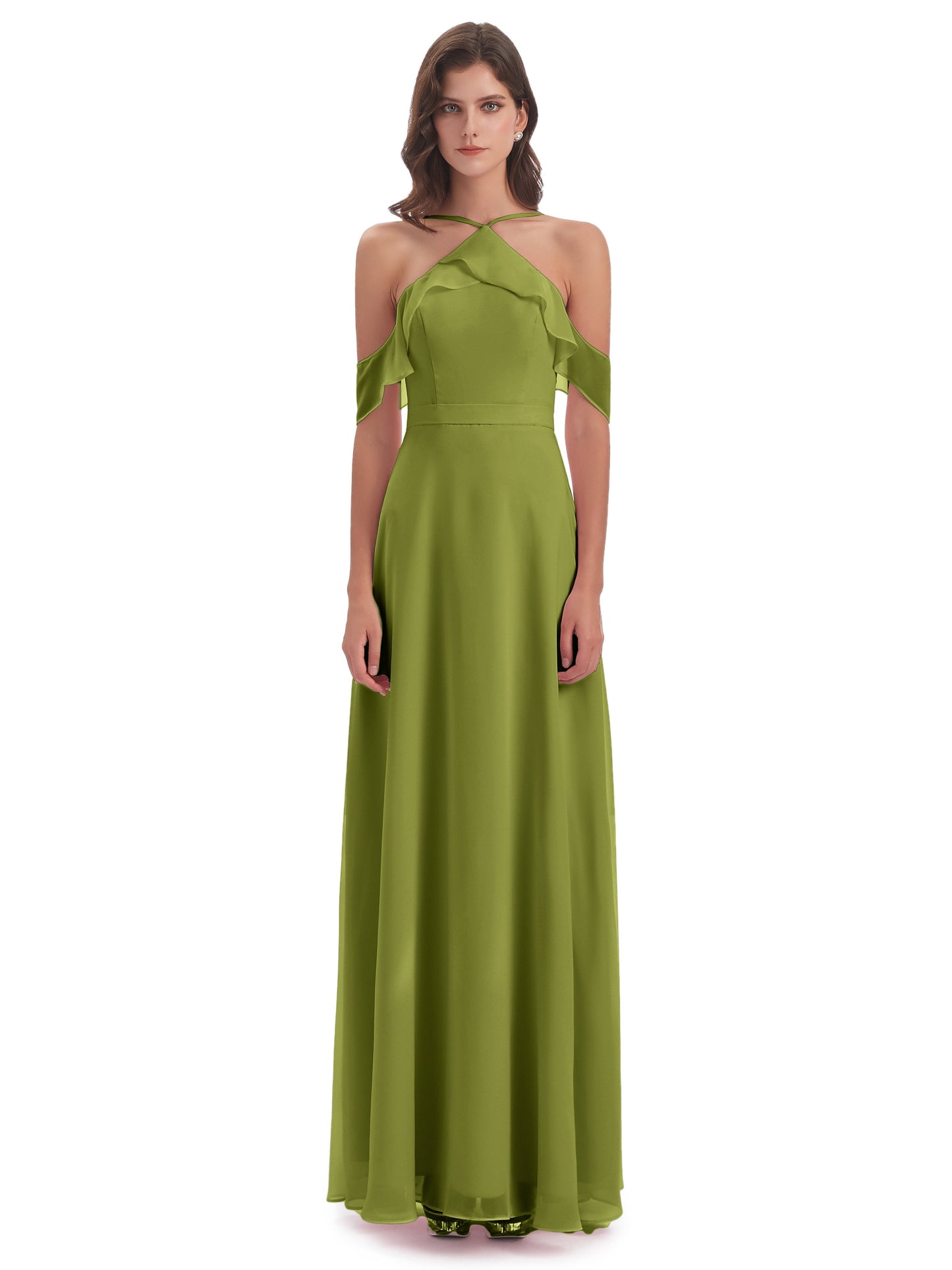 Lillian Sheath Off The Shoulder Chiffon Long Bridesmaid Dresses
