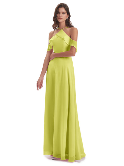 Lillian Sheath Off The Shoulder Chiffon Long Bridesmaid Dresses