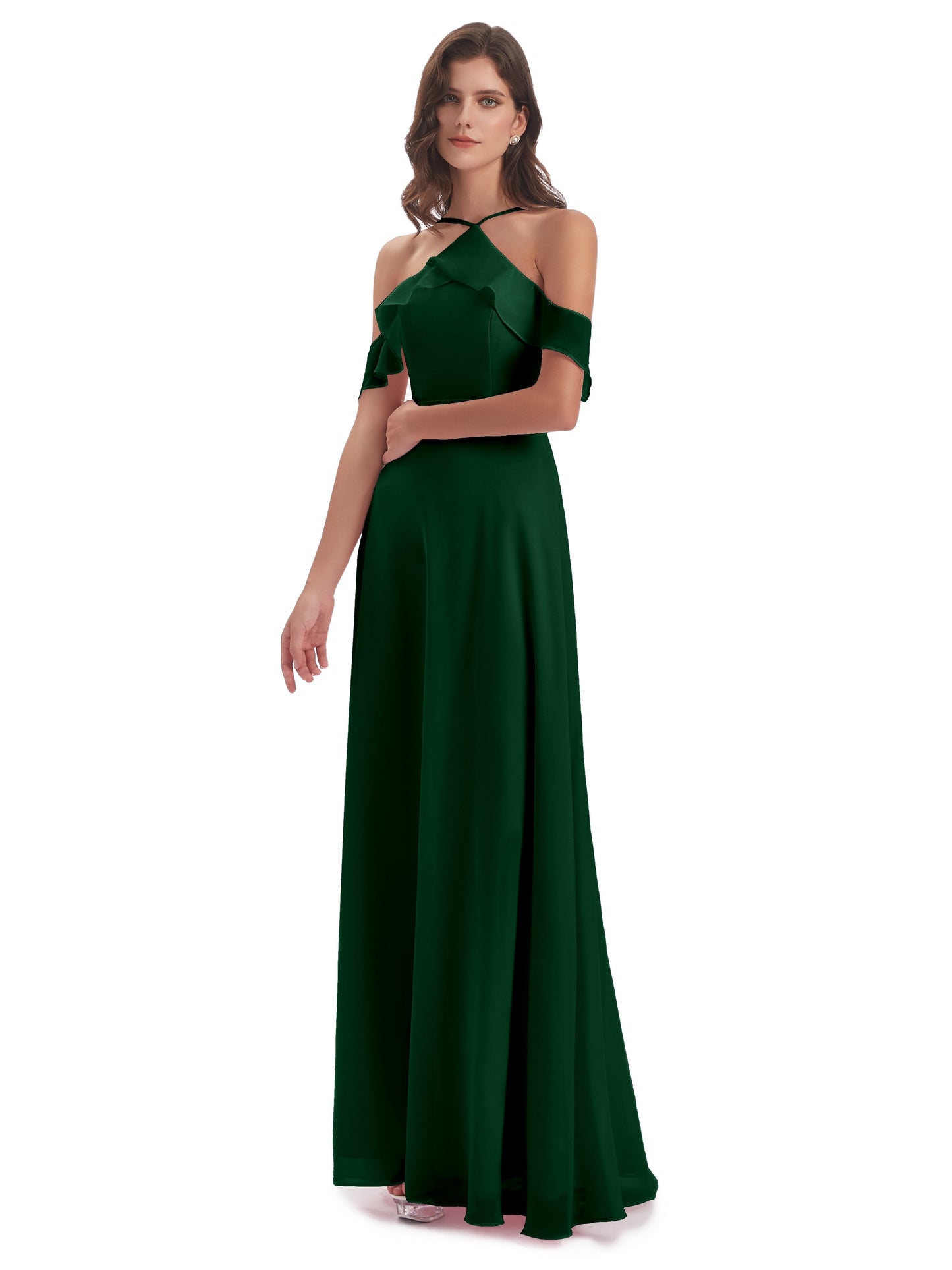 Lillian Sheath Off The Shoulder Chiffon Long Bridesmaid Dresses