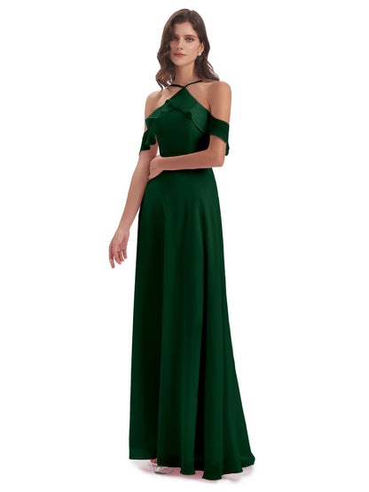 Lillian Sheath Off The Shoulder Chiffon Long Bridesmaid Dresses