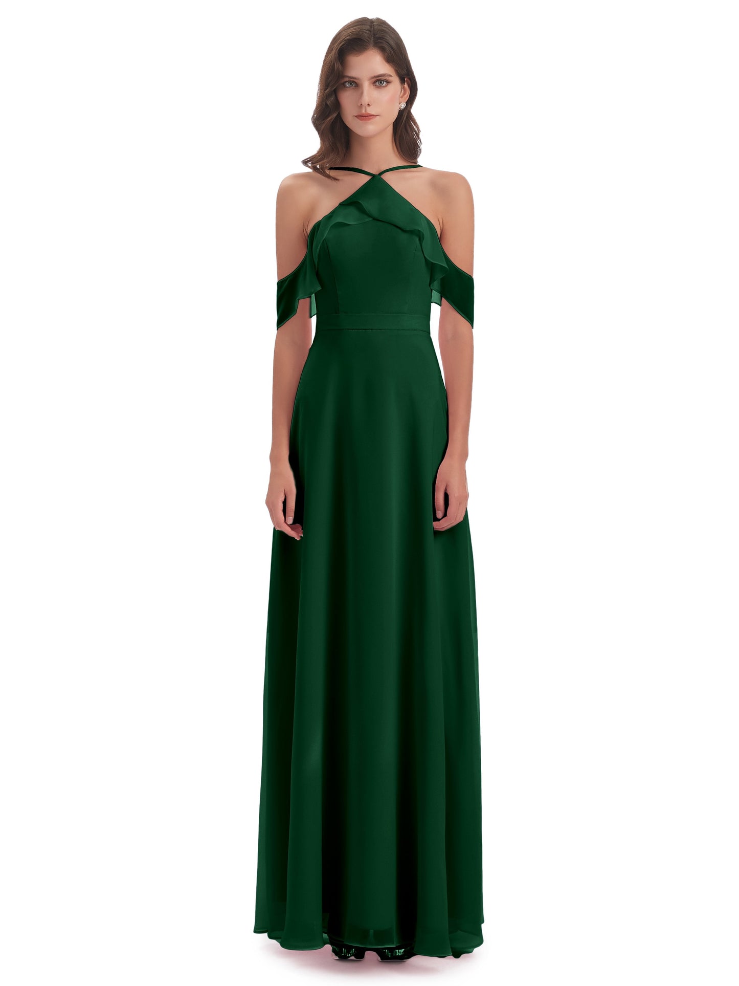 Lillian Sheath Off The Shoulder Chiffon Long Bridesmaid Dresses