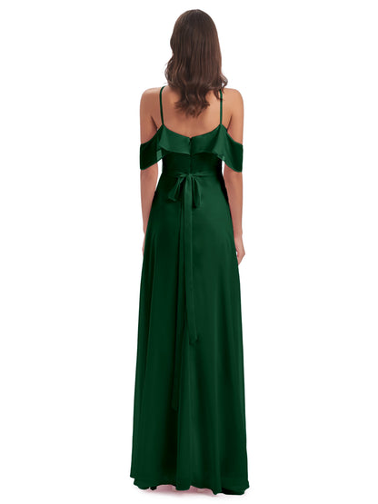 Lillian Sheath Off The Shoulder Chiffon Long Bridesmaid Dresses