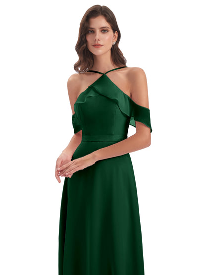 Lillian Sheath Off The Shoulder Chiffon Long Bridesmaid Dresses