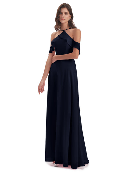 Lillian Sheath Off The Shoulder Chiffon Long Bridesmaid Dresses