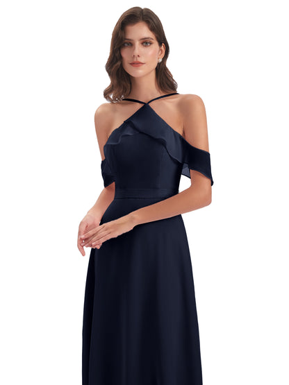 Lillian Sheath Off The Shoulder Chiffon Long Bridesmaid Dresses