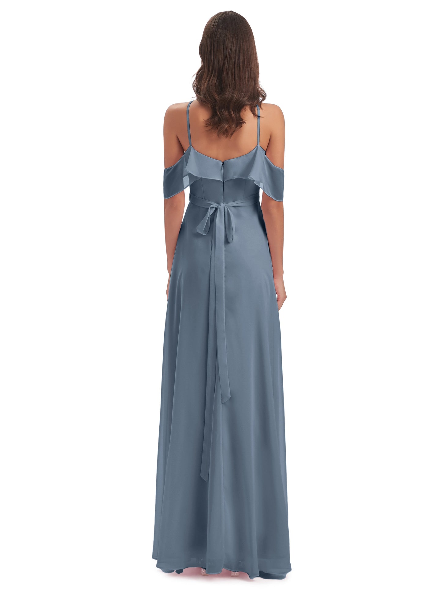 Lillian Sheath Off The Shoulder Chiffon Long Bridesmaid Dresses