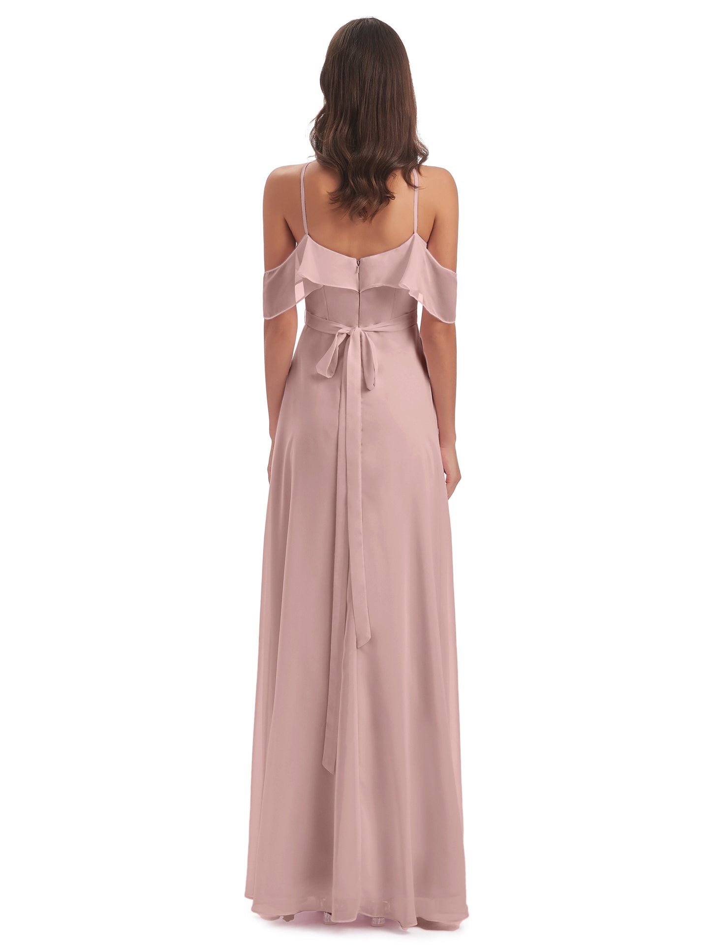 Lillian Sheath Off The Shoulder Chiffon Long Bridesmaid Dresses
