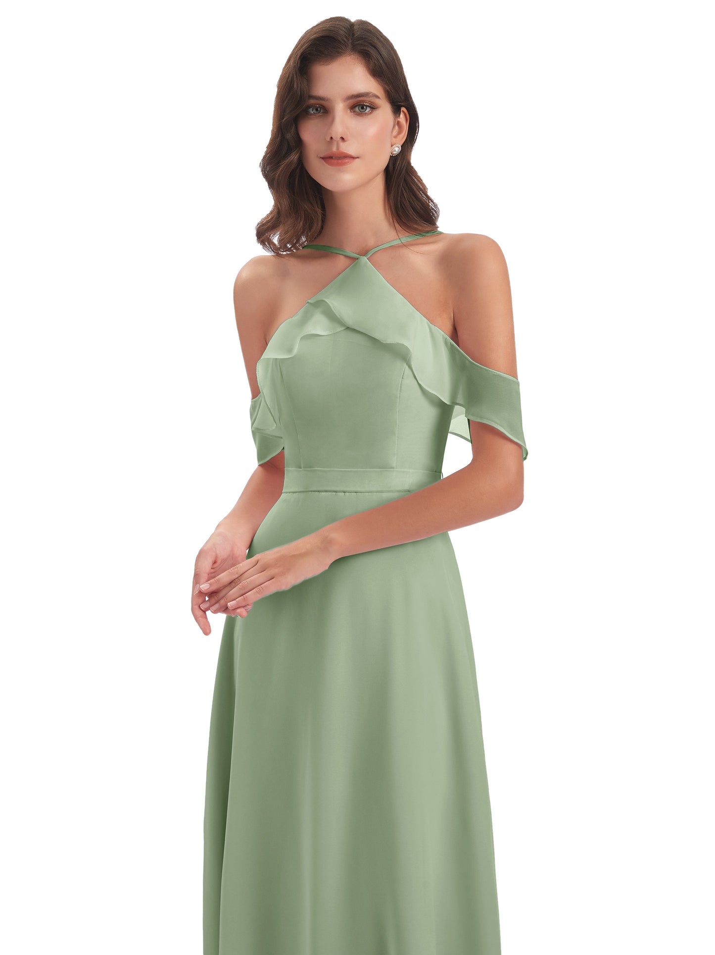 Lillian Sheath Off The Shoulder Chiffon Long Bridesmaid Dresses