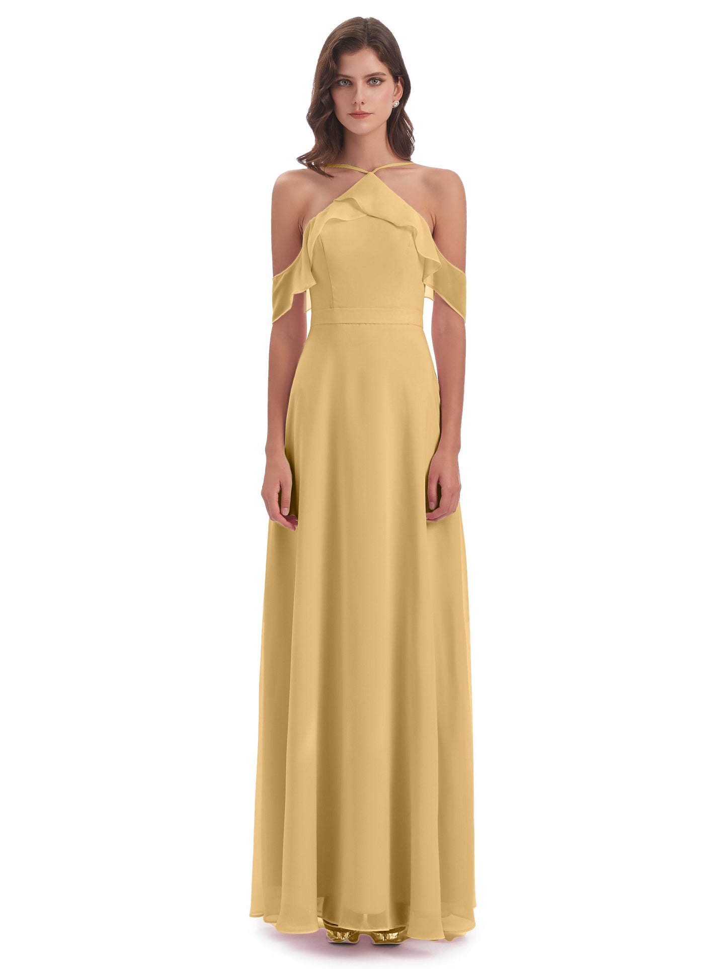 Lillian Sheath Off The Shoulder Chiffon Long Bridesmaid Dresses
