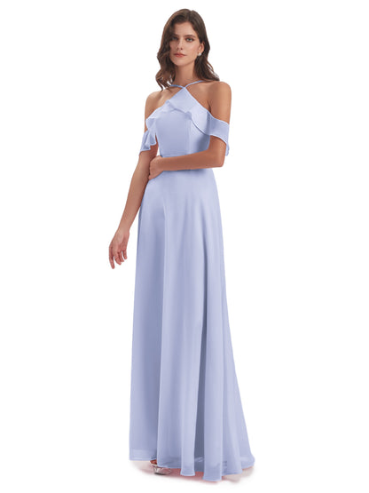 Lillian Sheath Off The Shoulder Chiffon Long Bridesmaid Dresses