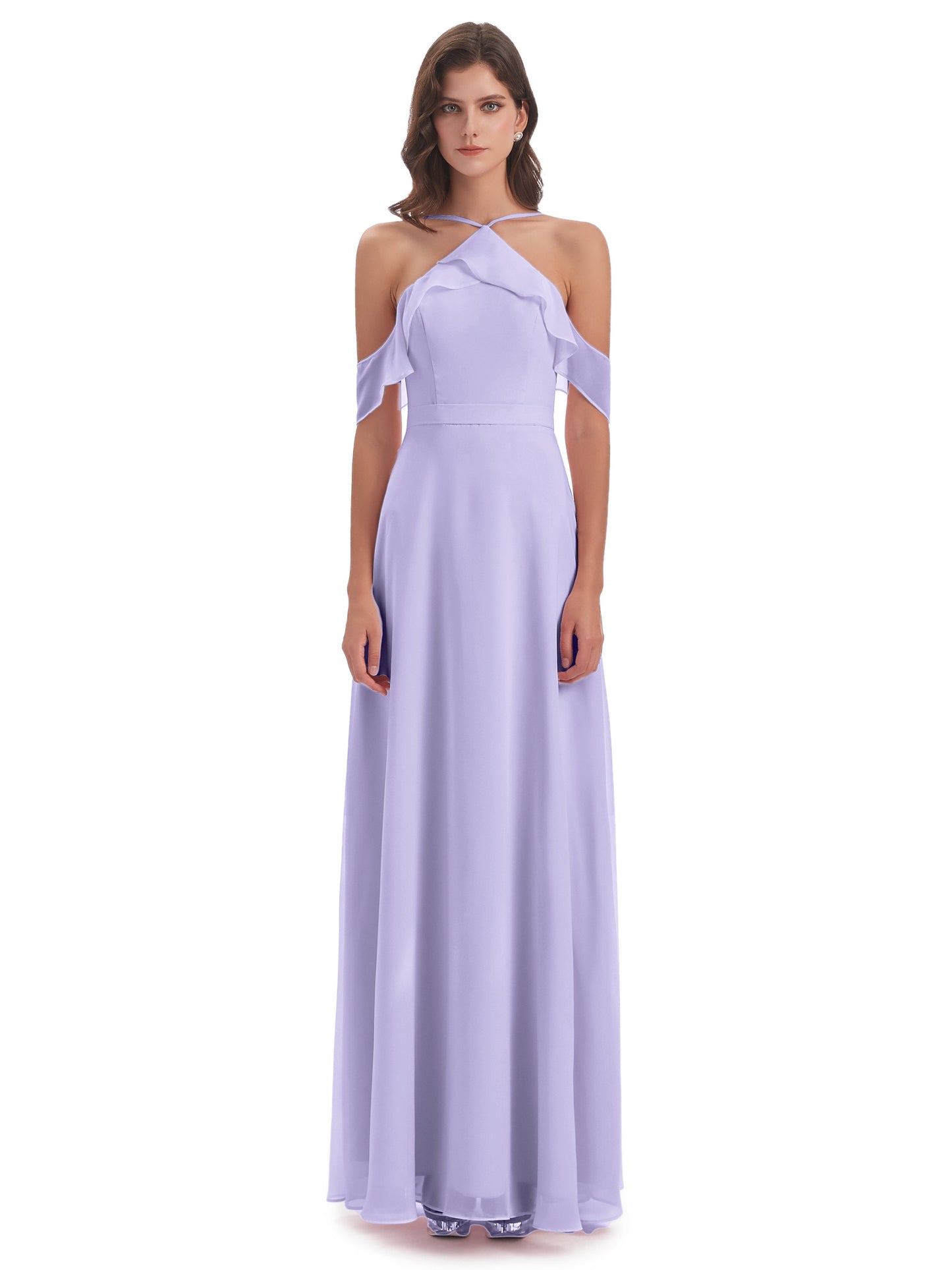 Lillian Sheath Off The Shoulder Chiffon Long Bridesmaid Dresses