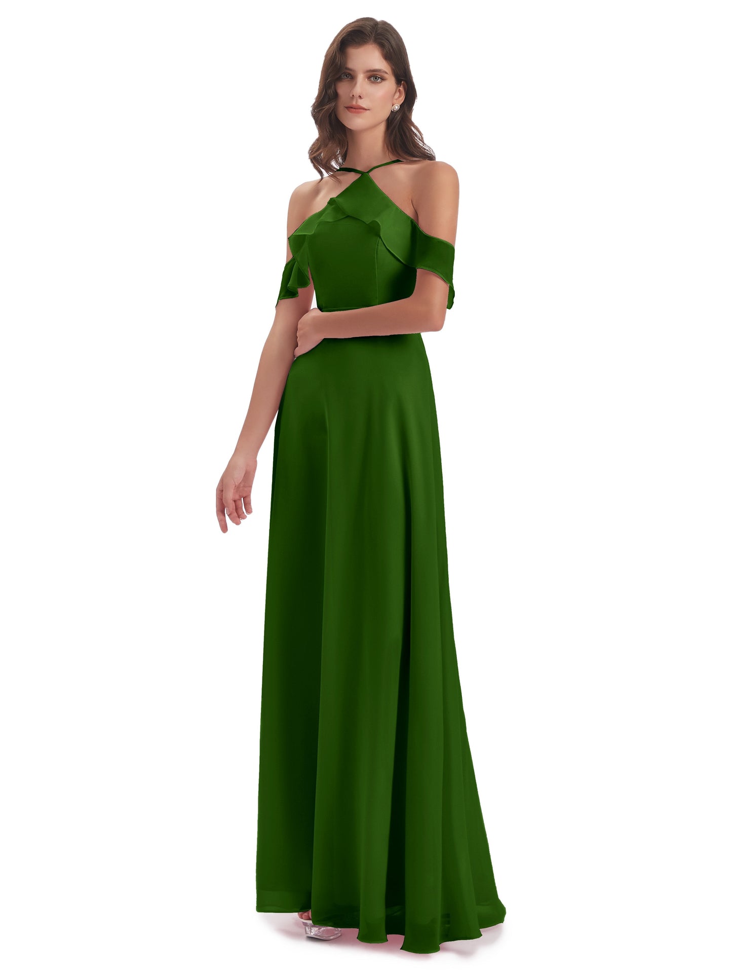 Lillian Sheath Off The Shoulder Chiffon Long Bridesmaid Dresses