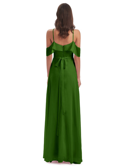 Lillian Sheath Off The Shoulder Chiffon Long Bridesmaid Dresses